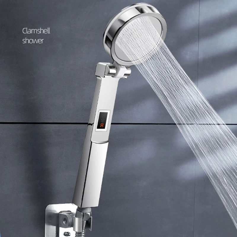

Flip Type Digital Display Water Temperature Beauty Skin Negative Ion Shower Handheld Filter Shower Bathroom Shower Head