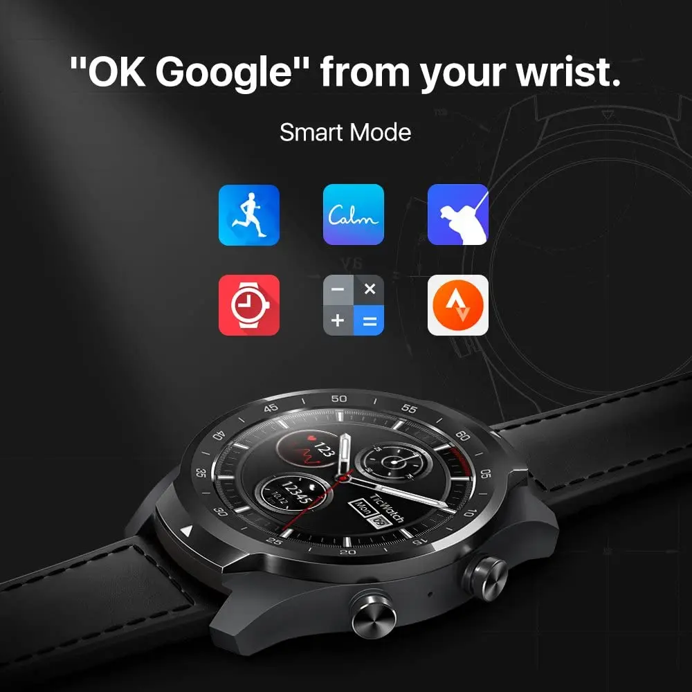 Смарт-часы TicWatch Pro 512M (восстановленные) с поддержкой iOS и Android | Электроника