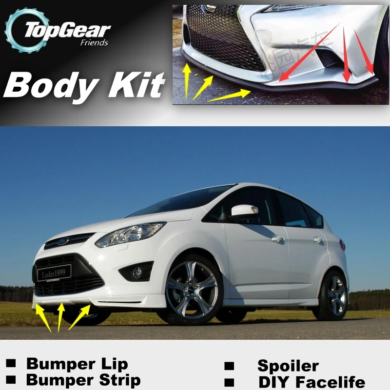 Дефлектор губ на бампер для Ford C Max CMax передняя юбка спойлера ДЛЯ вентиляторов TopGear