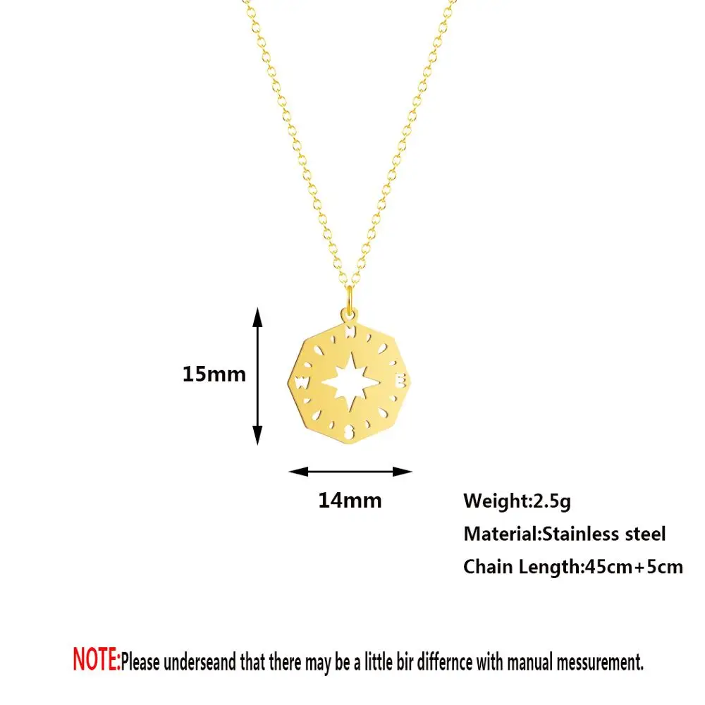 Чандлер нержавеющей стальной компас ожерелье восьмиугольник классические