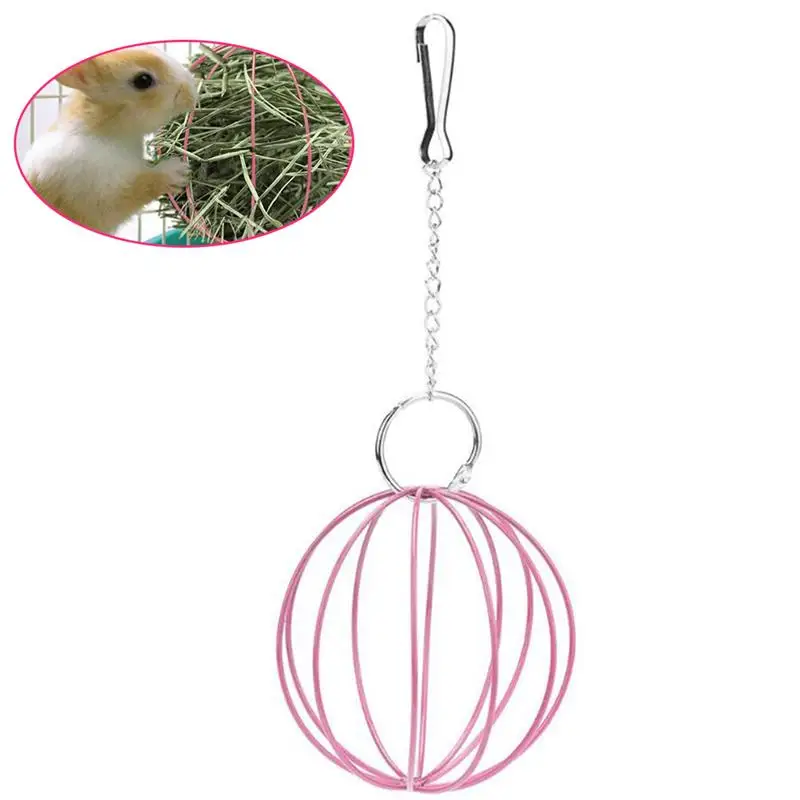 

1Pc Hangable Feeding Ball Hamster Rabbit Grass Ball Hay Feeder Creative Metal Sphere Pet Feeder Pet Hanging Ball For Rat Hamster