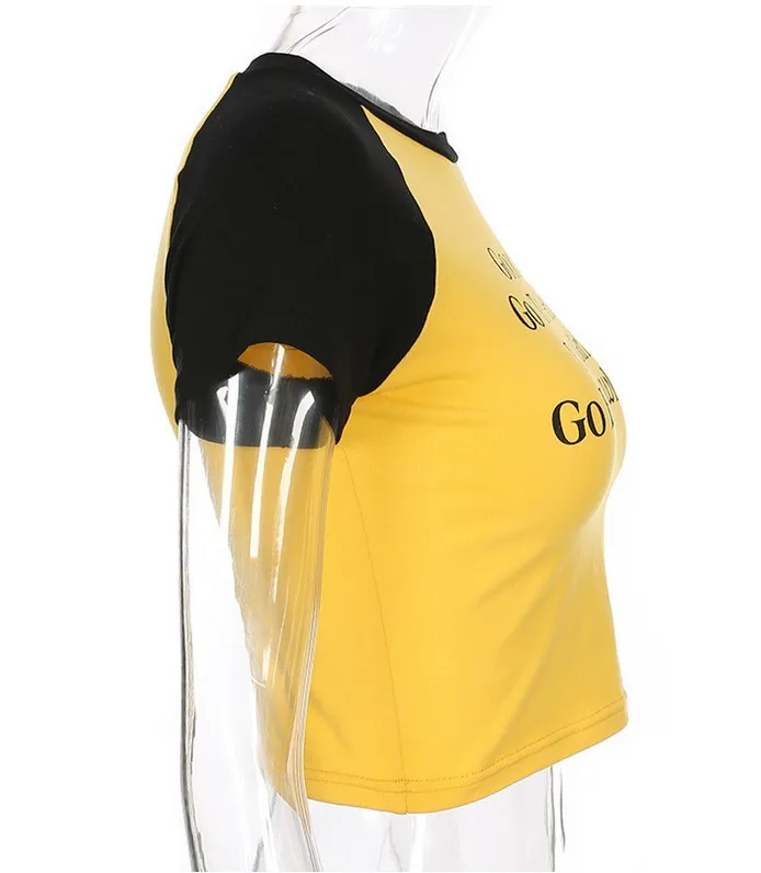 Новая женская футболка контрастных цветов с коротким рукавом и надписью |