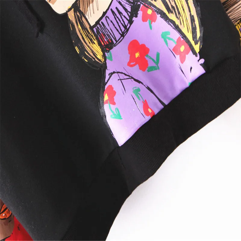 Элегантная Толстовка с принтом для девочек пуловер капюшоном и длинным рукавом