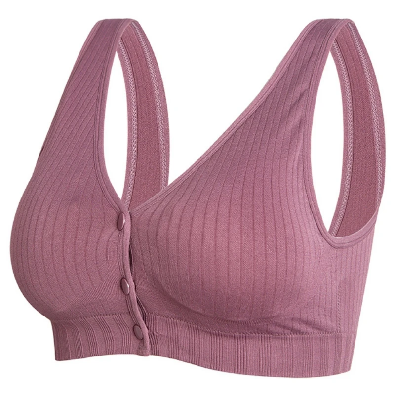 

Women's Soft Cotton Breast-Feeding Bra Full Cup Seamless Front Buckle Widening Strap Wirefree Nursing Bra