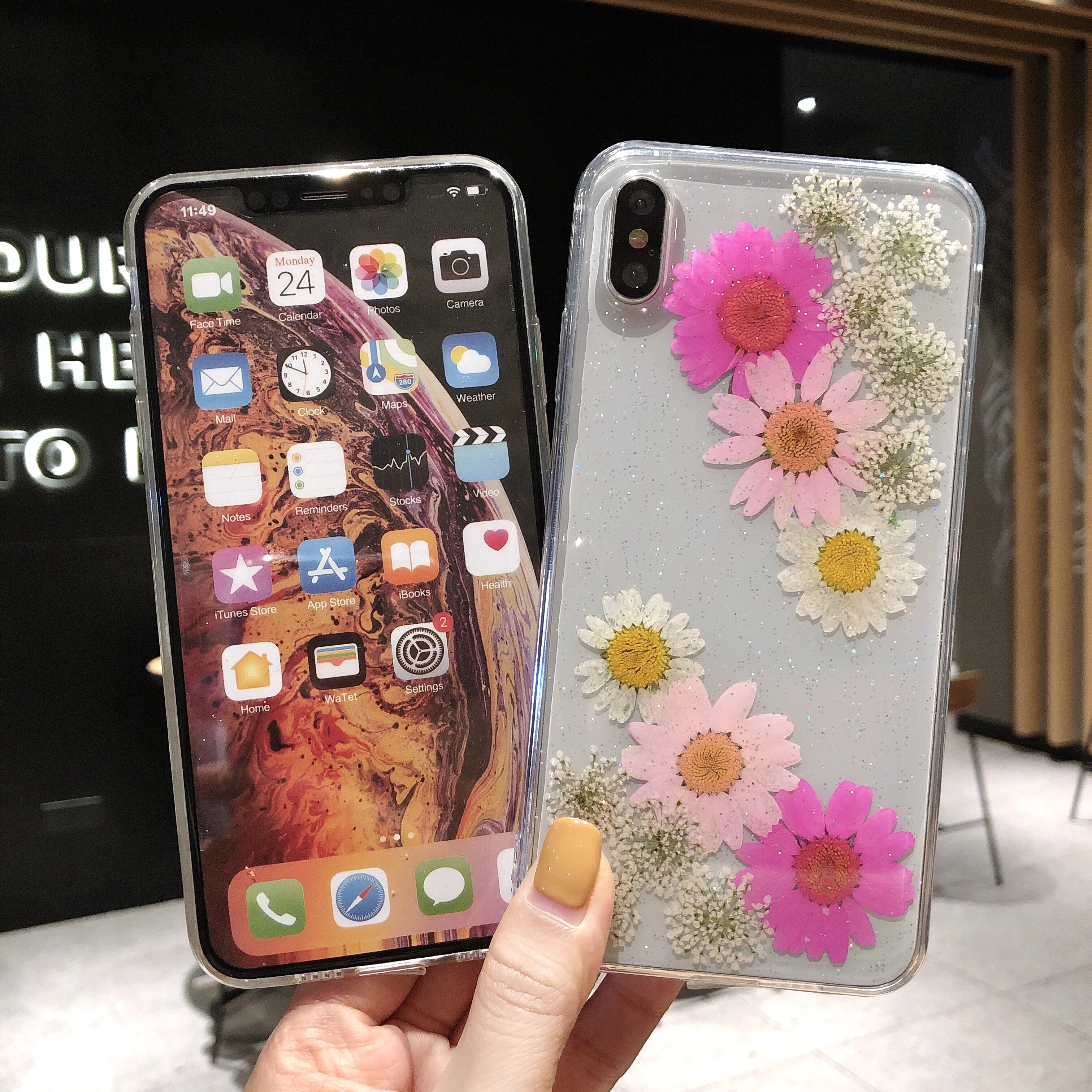 Настоящий прессованный высушенный чехол с цветами для iphone 11 pro max x xr xs 7 8 6 6s plus