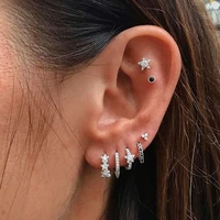 2020 new fashion cubic zirconia jewelry flower shaped mini small huggie hoop earring