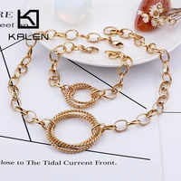 kalen fashion jewelry sets for women 3 colors stainless steel round choker necklaces bracelets sets party wedding women gifts