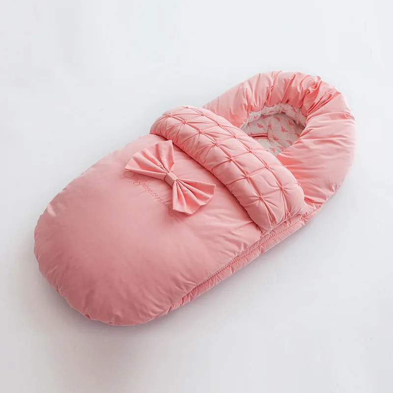 

High-quality Baby Sleeping Bag Newborn Thickened Sleeping Bag Blanket Envelope Bow Baby Outer Baby Winter Warm Stroller Wrap