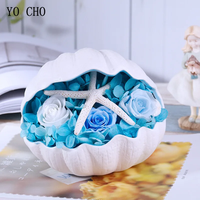 Сушеная розовая Гортензия цветы неувядающая свежая роза в Ракушке свадьба день