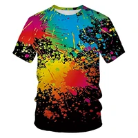 summer 3d printing splash color o neck t shirt childrens comfortable leisure all match short sleeve 100 6xl