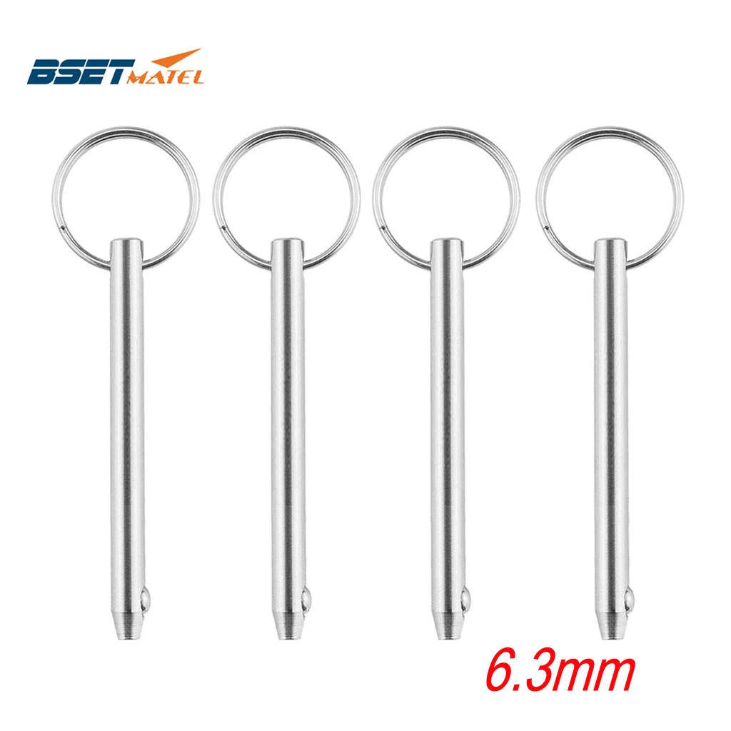 4PCS 6.3*105mm BSET MATEL Marine Grade 1/4 inch Quick Release Ball Pin for Boat Bimini Top Deck Hinge Marine Stainless Steel 316