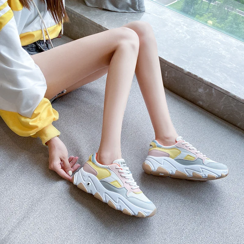 

INS hot Women Sneakers Chunky 2020 autumn winter Platform bright color Shoes Women girl Casual Trainer walking Shoe 8h26