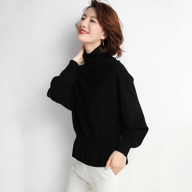 High End Pure Cashmere Knit Turtleneck Sweater Autumn Fashion Loose Jumper Women Korean Tunic Christmas Pullover Outwear | Женская