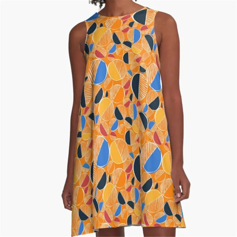 

Fashion Women summer dresse Oranges Wildflowers Printed A-Line Boho Dress for women harajuku Sexy ladies mini short beach dress