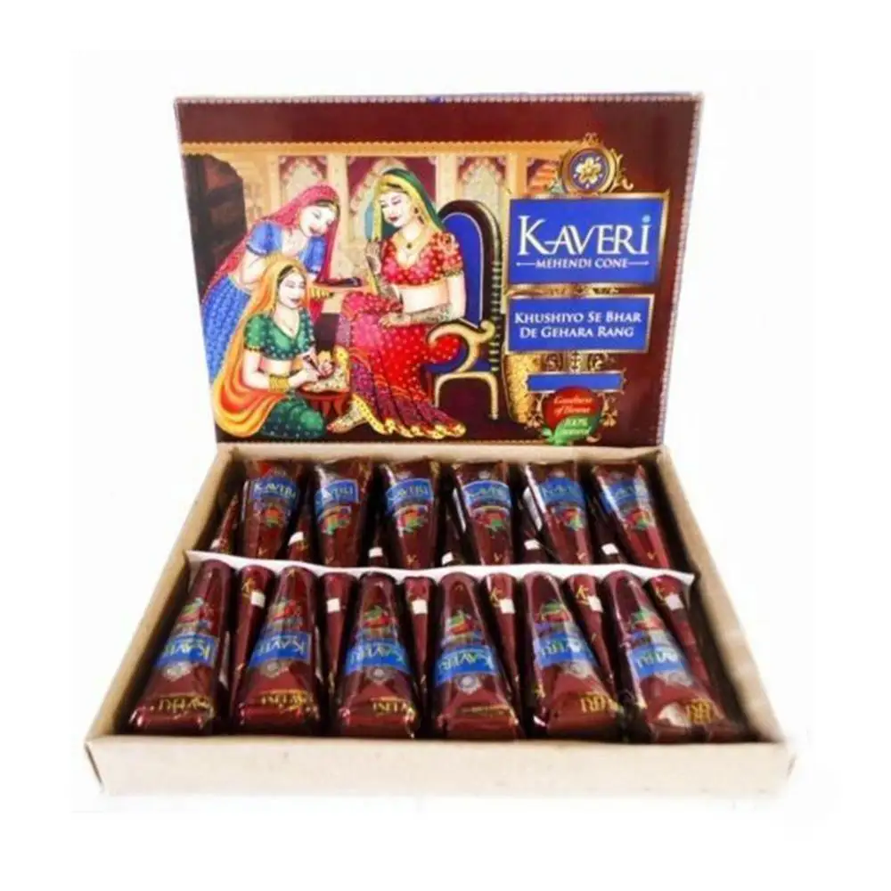 1 box 1 шт. Mehndi натуральная коричневая индийская хна тату-паста конусы, коричневая тату-паста Крем-краска для тела Кавери бренд 25 г - Цвет: 1 box