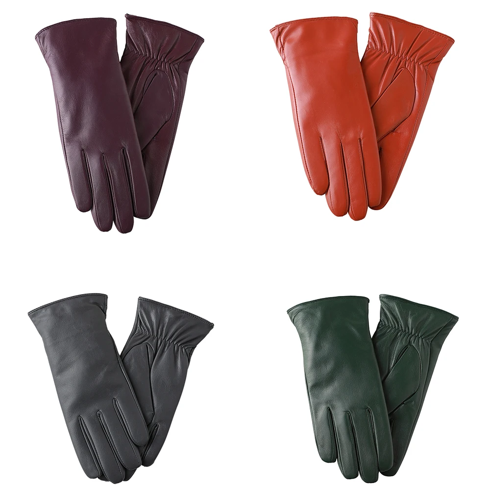 Модные женские перчатки FEIQIAOSH из натуральной кожи Осенние тонкие