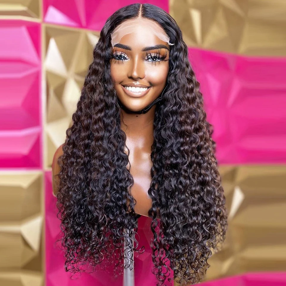 

PrePlucked 30 Inch Curly 4X4 Lace Closure Wig Kinky Curly T Part Lace Front Human Hair Wig Wavy And Wet Lace Front Wig For Women