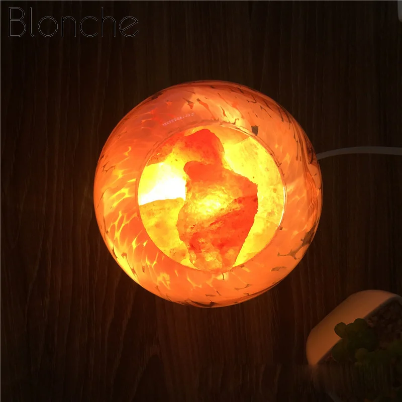 Круглая Лавовая Светодиодная лампа Blonche настольная из гималайских кристаллов с