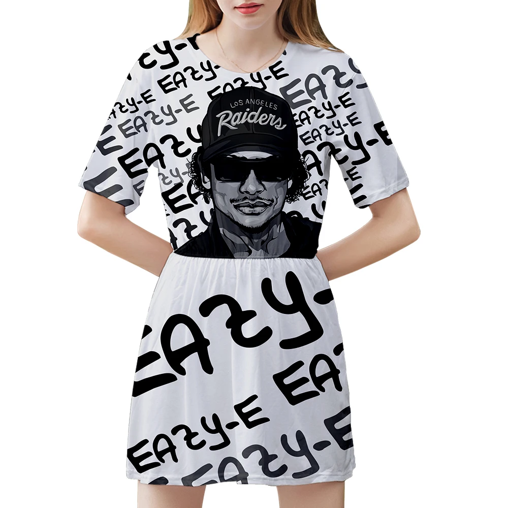 Гангста рэп Eazy E женское платье с 3D принтом модное негабаритное коротким рукавом