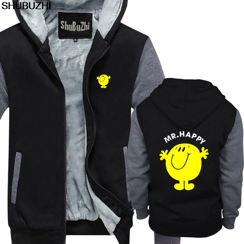 

Mr Happy warm coat Cartoon hoodies men New Fashion thick hoodies Loose Size shubuzhi funny warm coat Tops sbz412
