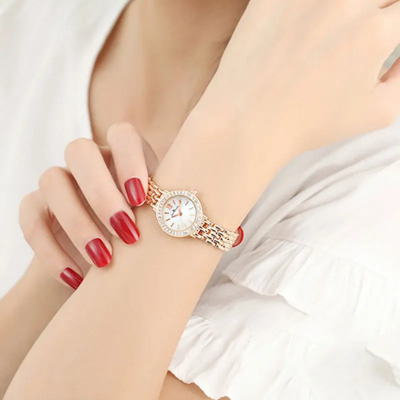 

Rose Gold Women Watches Top Brand Luxury Wristwatch Fashion Ladies Quartz Rhinestone Watch Dial Simple Mesh Female Watches Gifts