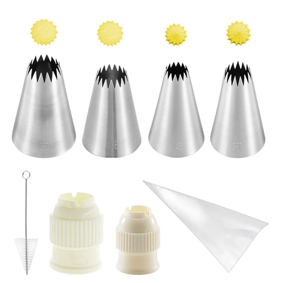 

Reusable Piping Nozzles Set Cake Decorating Tools Pastry Bag Scraper Cream Tips Converter Kitchen Baking Tools