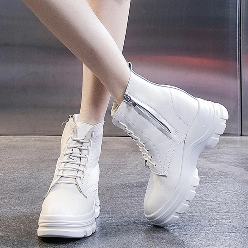 Женские ботильоны из натуральной кожи Сезон осень-зима ботинки на скрытом