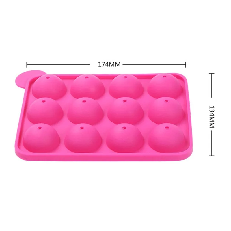 

12 Holes Round Ball Lollipop Mold Silicone Cake Mold Non-stick Dome Chocolate Mould With Sticks for Candy Ice Cubes DIY Maker L