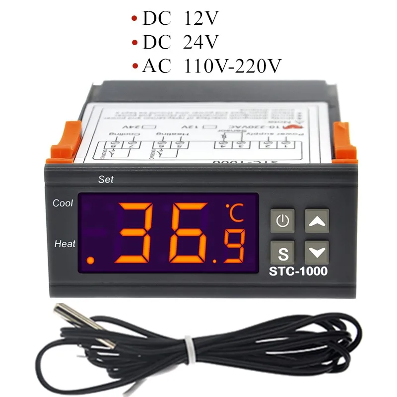 STC 1000 12V 24V 220V STC1000 цифровой регулятор температуры Термостат терморегулятор