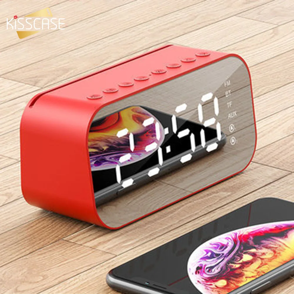KISSCASE беспроводной Bluetooth будильник динамик радио 6D бас стерео объемный