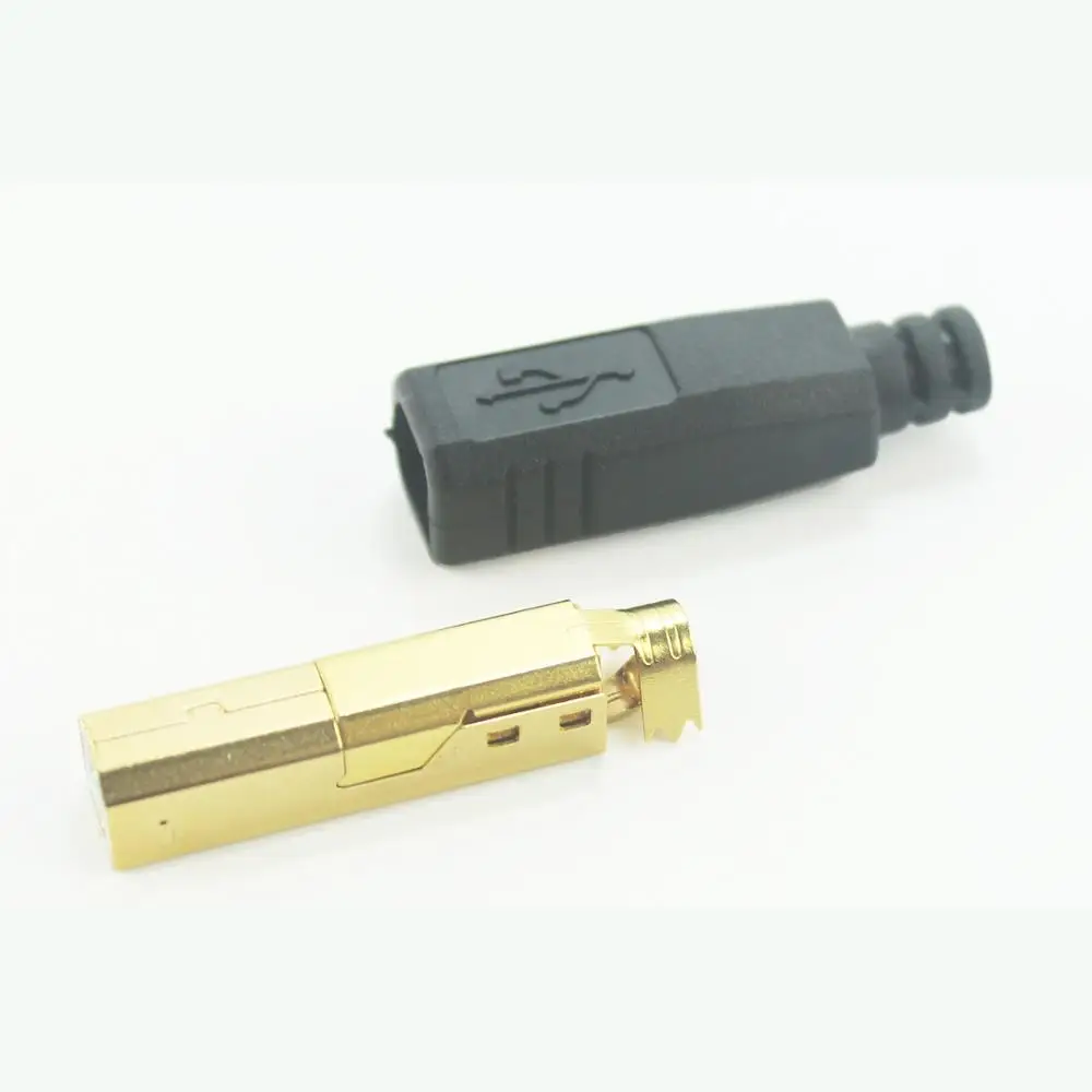 1Set Copper Gold Plated USB A + B Type A - B Plug USB Cable AB for DIY Audio