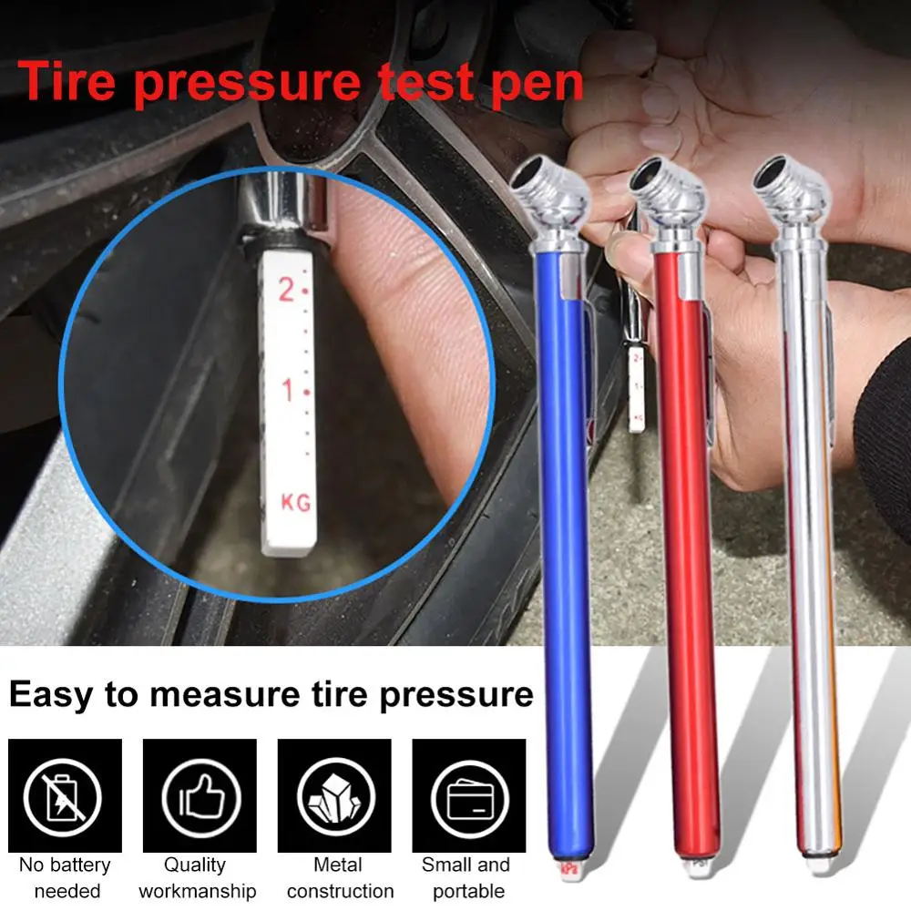 

High Precision Vehicle Car Moto Tyre Tire Pressure Measure Gauge Pen Lightweight 50-350KPA RSI Aluminum Alloy ABS Pen Tire Gauge
