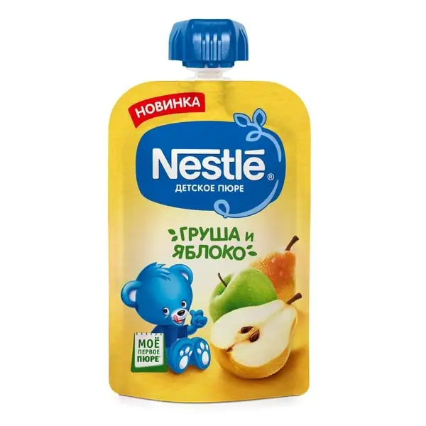 Nestlé Груша Яблоко Пюре пауч с 5 месяцев 90г*8 | Мать и ребенок