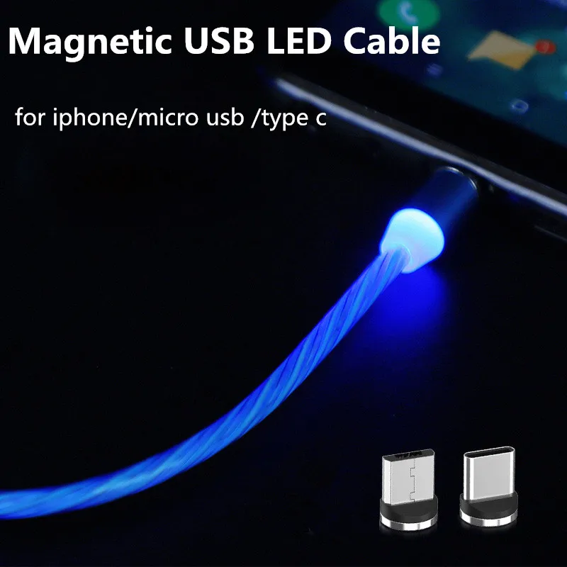 1 м светодиодный светящийся Магнитный USB кабель для передачи данных для Iphone SONY Xperia 1 2 20 10 плюс XA1 XA2 Ультра X XZ1 XZ2 XZ3 компактный XZ Премиум Z1 Z2 Z3 Z4