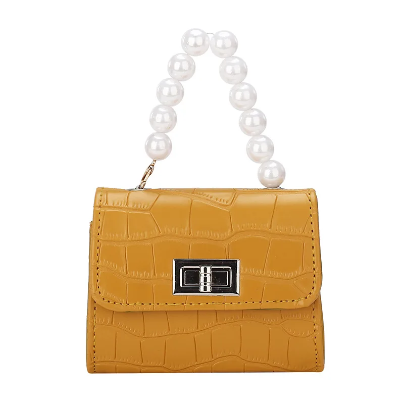 

Crocodile Pattern Pearl Solid Color Tote 2021 New Women Shoulder Bag Simple Chain Messenger Bag