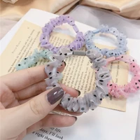 organza small dot hairties hair rubber bands for women girls lady scrunchie elastic lace hairbands headwear ponytail holder