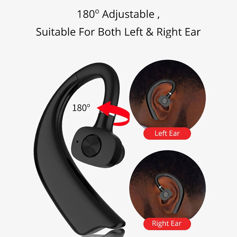 VAORLO Wireless Headphones Bluetooth 5.0 Business HandsFree Earphone Noise Cancel Stereo Music Sport Ear-hook Headset For Car V8 |