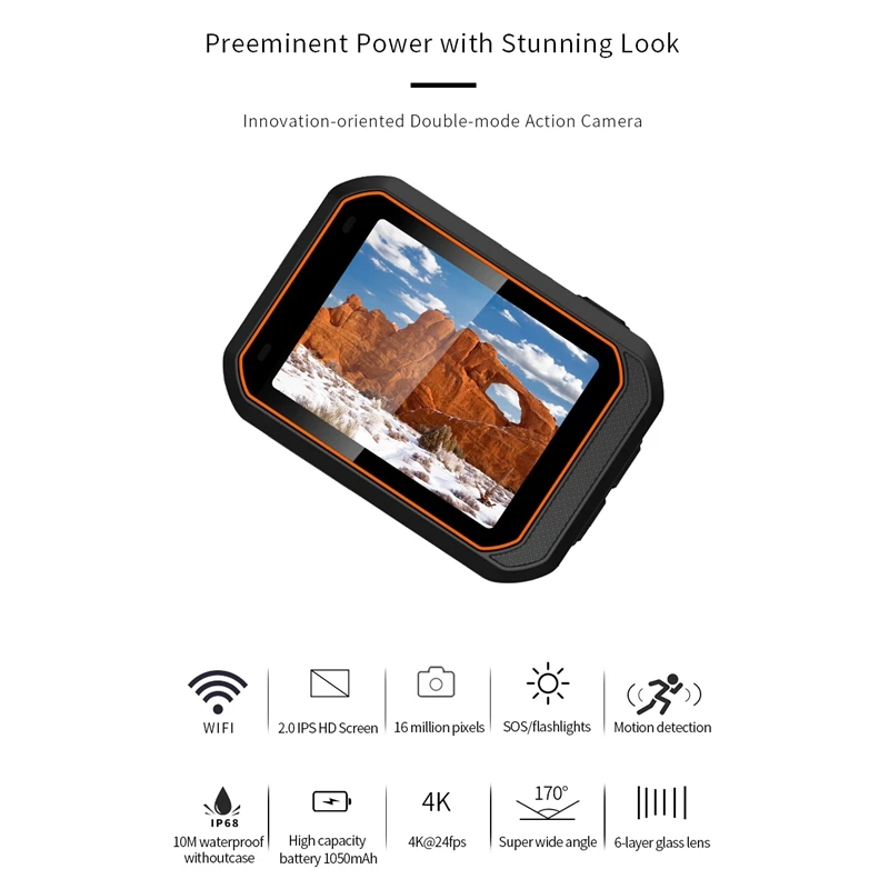 4K Wifi экшн Камера IP68 Водонепроницаемый Дайвинг с 2 0 дюймов IPS Sn 16MP со сверхвысоким