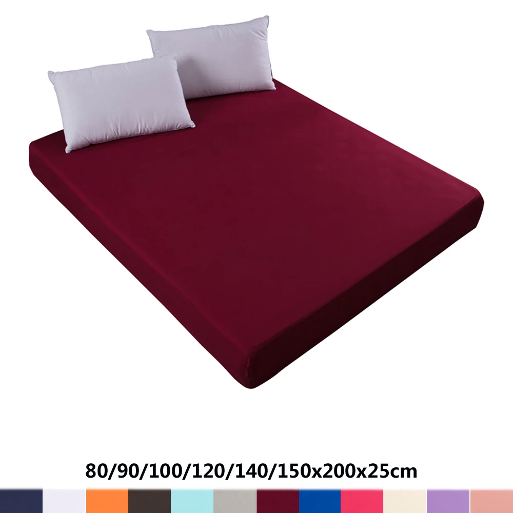 Fitted sheet 80/90/100/120/140/150X200X25CM Solid color mattress cover with all-round elastic rubber band bed sheet boys girls