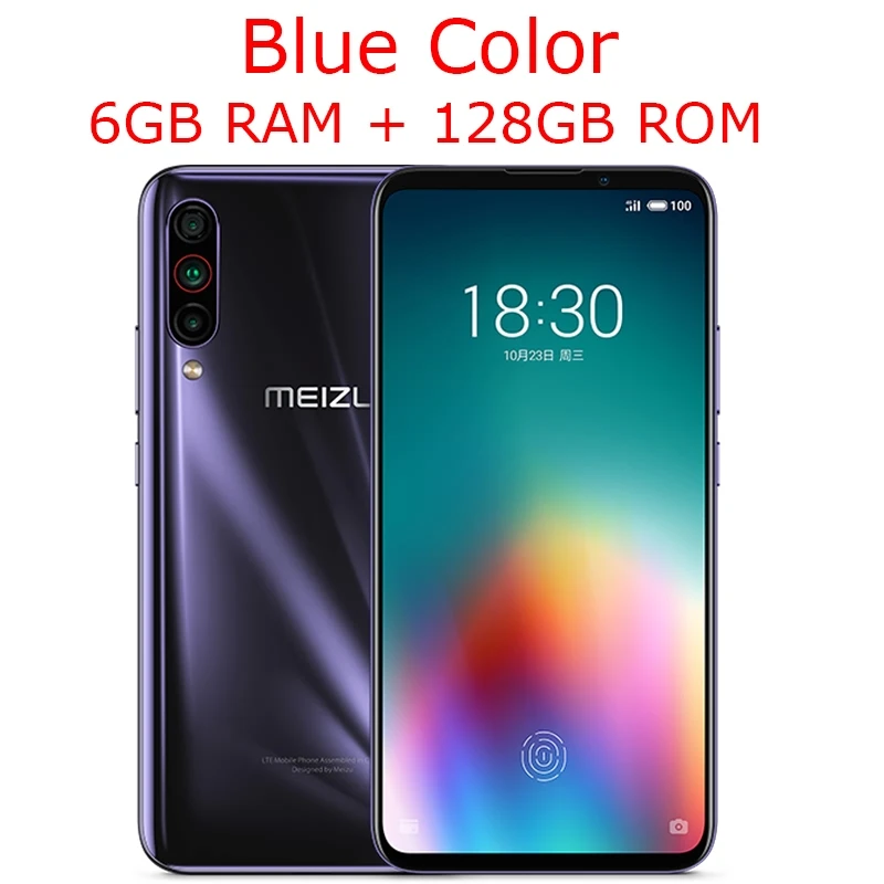 Meizu 16T VOLTE 4 аппарат не привязан к оператору сотовой связи 6G/8G 128G/256 г Snapdragon 855 Octa Core 6," FHD+ безрамочный экран с Экран 3 задних Камера сотовый телефон - Цвет: Blue 6G 128G