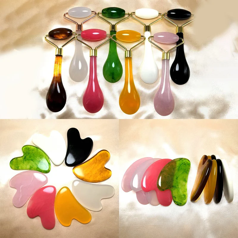 

Полимерный массажер гуаша 1/2 шт./компл., массажная пластина из розового кварца, пластина гуаша, нефритовый массажер для лица, скребки, инстру...