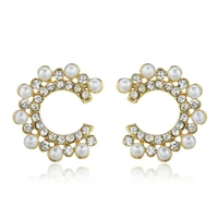 women pearl c shaped stud earrings fashion personality micro inlaid zircon earrings party get married girlfriend birthday gift