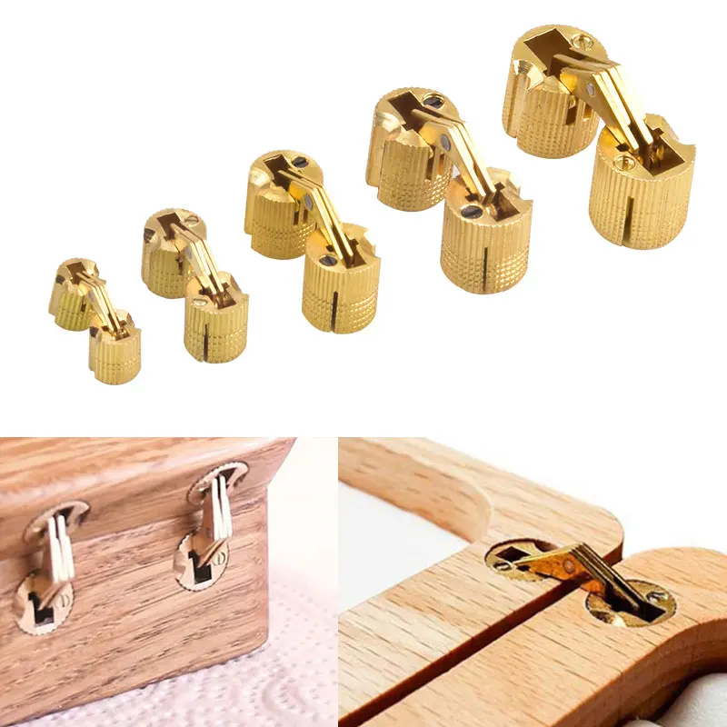 

Copper Brass Furniture Hinges 8-18mm Cylindrical Hidden Cabinet Concealed Invisible Door Hinges for Furniture Hardware Gift Box