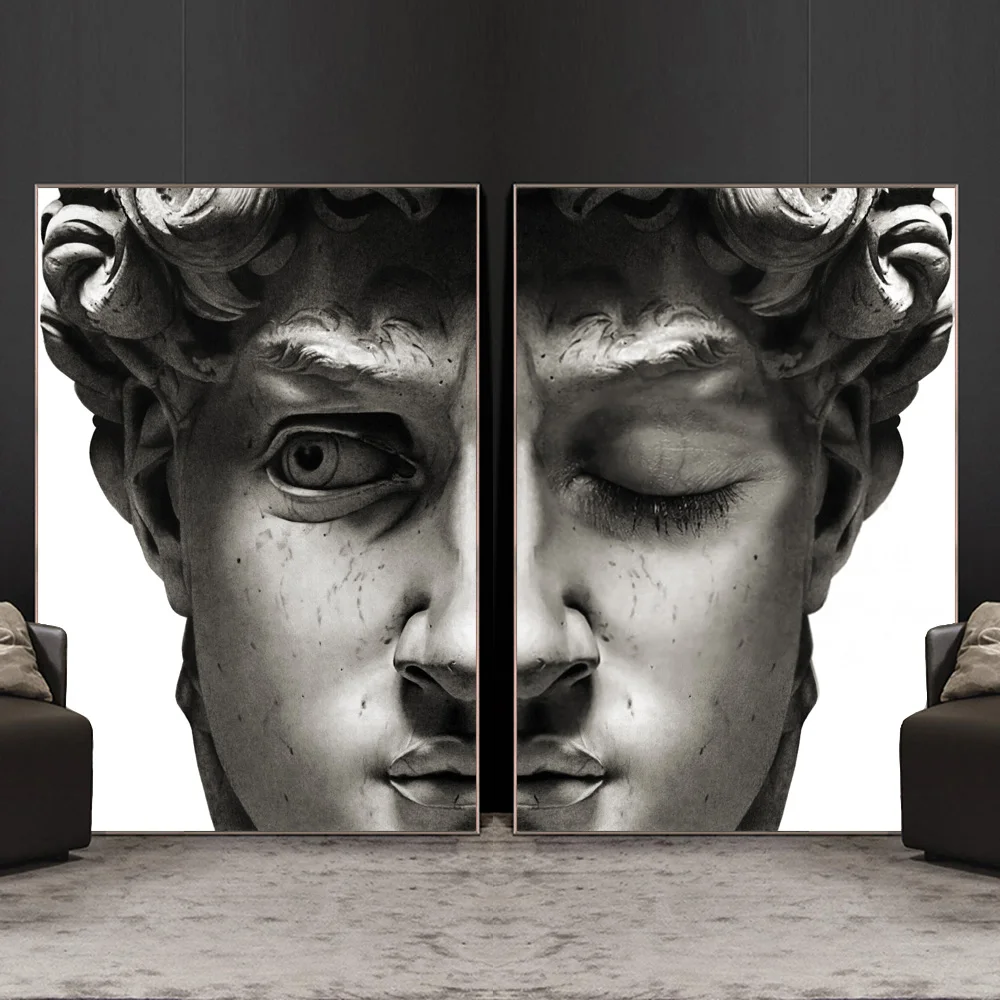 

Black And White David Sculpture Canvas Paintings On The Wall Posters And Prints Portrait Wall Art Canvas Pictures Decor Cuadros