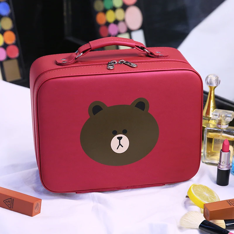 Корейская сумка для макияжа с медведем портативная большая емкость коробка