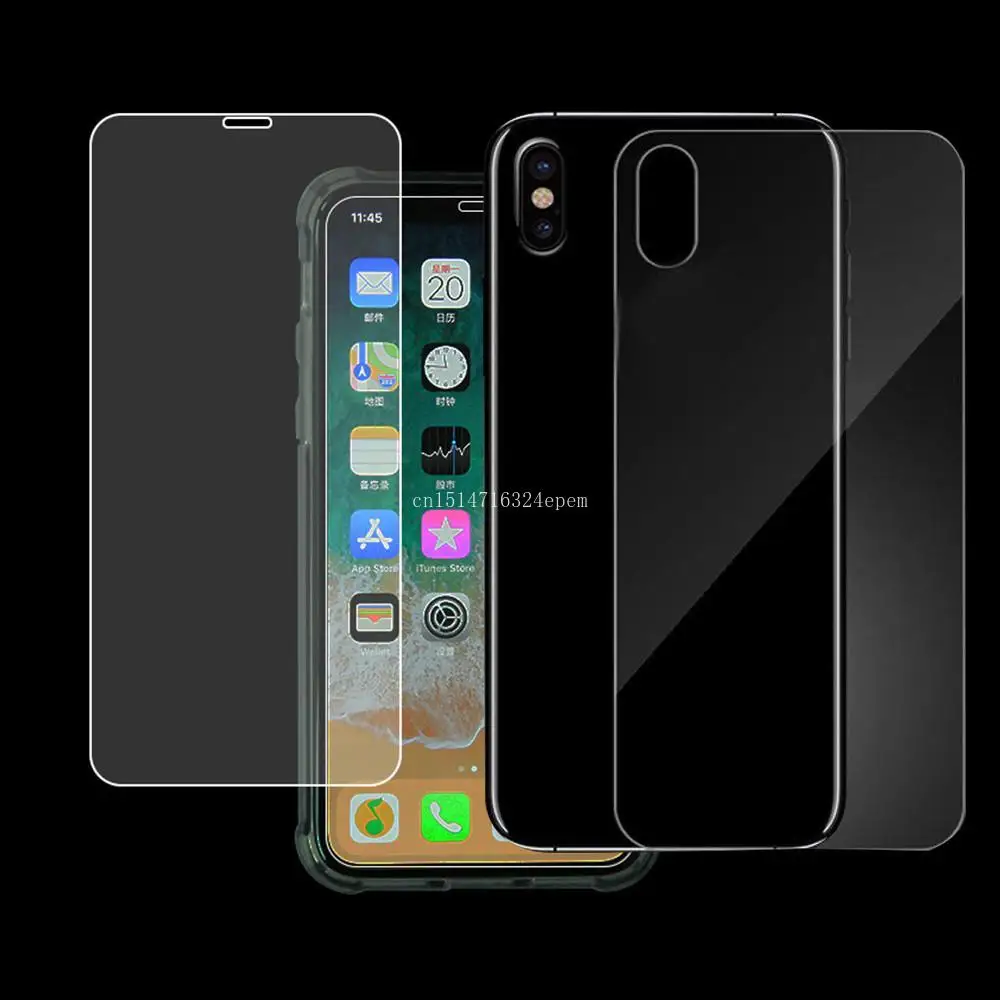 Переднее + заднее закаленное стекло 2 шт. для iPhone 8 7 6 6S Plus задняя защитная пленка X 5