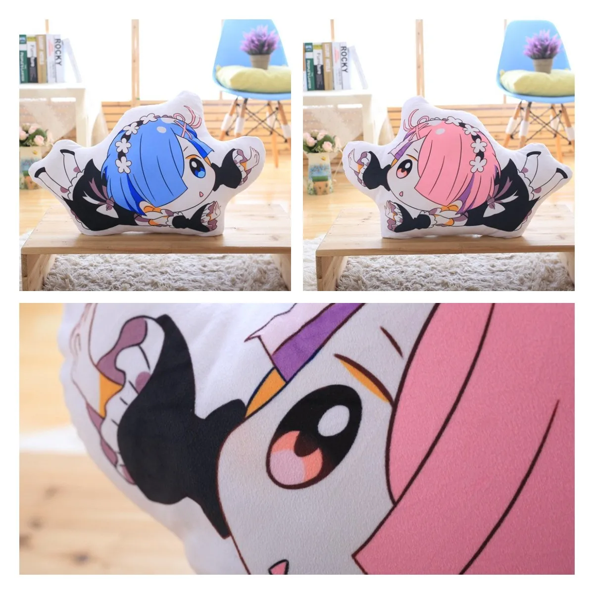 

Двусторонняя Подушка Rem Ram 50 см, японское аниме «Re:Zero», начальная жизнь в другом мире, милая плюшевая искусственная кожа, супермягкая