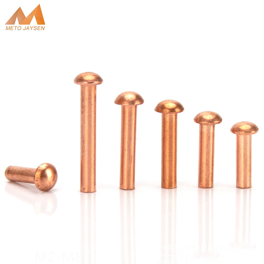 

Brass Cup Head Rivet M6 M8 Copper Pan Head Solid Rivets Half Round Head Rivet Length 8mm-50mm
