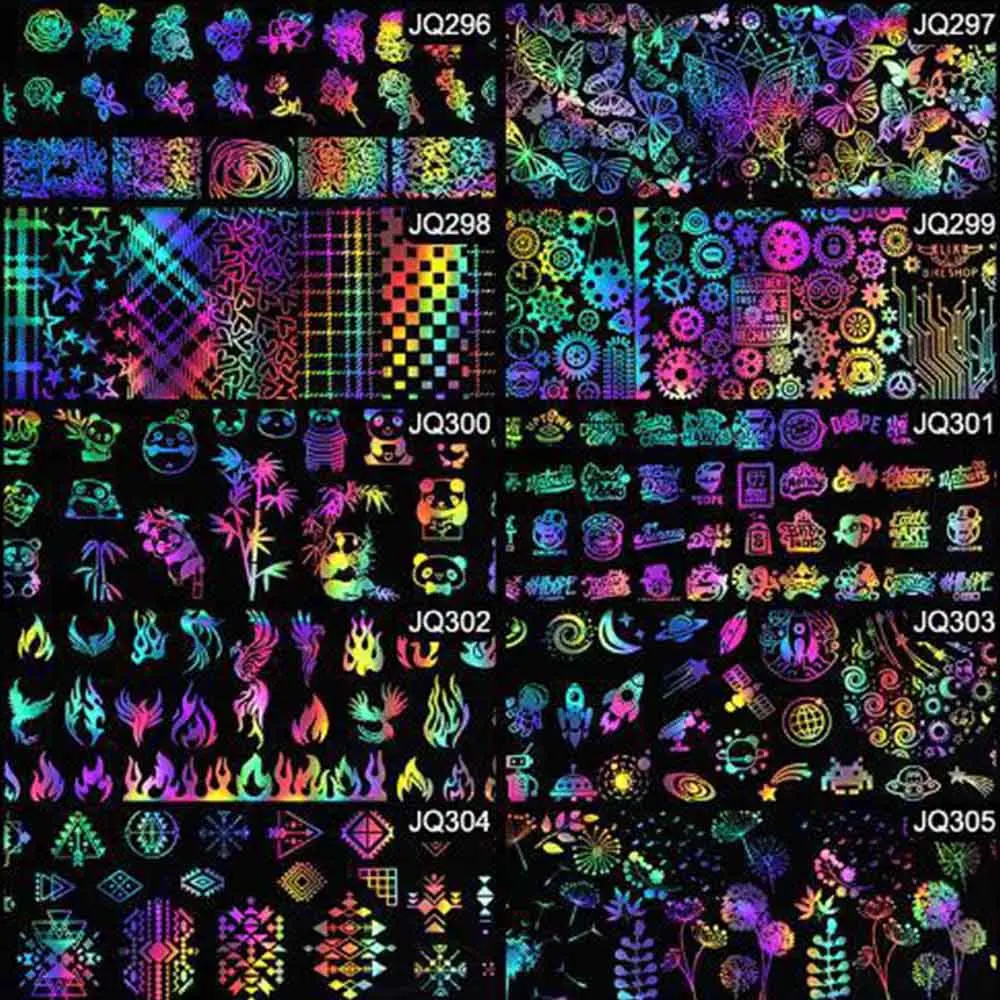 Голографическая фольга для ногтей 4*100 см/рулон Одуванчик панда бамбук