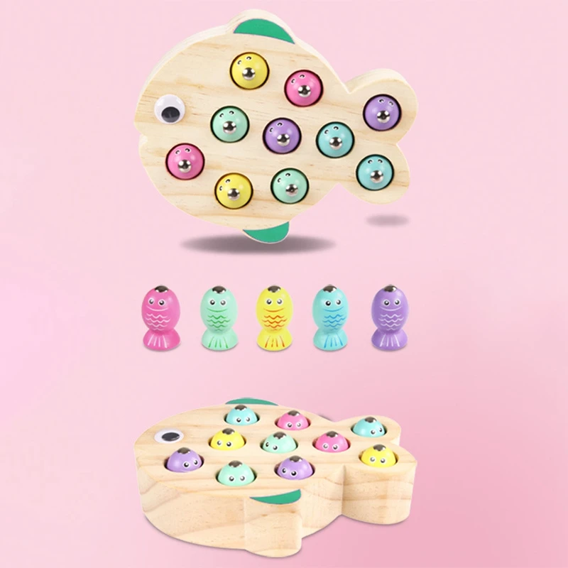 

Children Wooden Magnetic Fishing Game Educational Toys for Kids Outdoor Garden Fish Toy Magnet Fishing Playing Gift